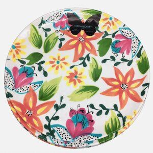 6 Cynthia Rowley Melamine Dinner Plates Summer Floral Orange Yellow Green Pink